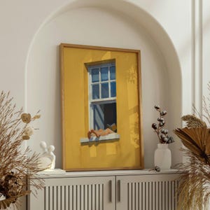 Woman Reading Print, Sunny Yellow Window, Botanical Art