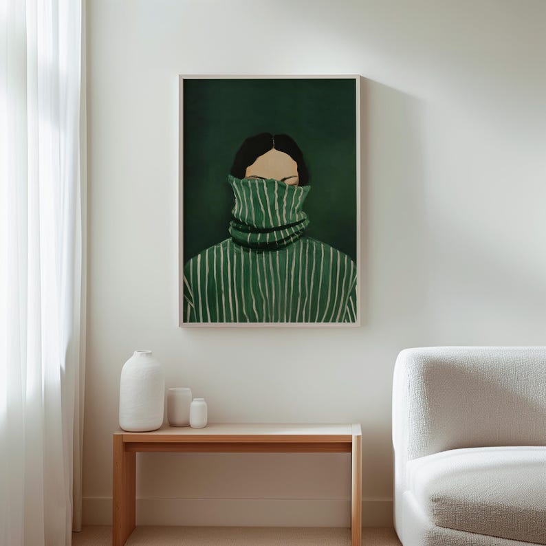 Emerald Green Abstract Woman Wall Art, Modern Home Decor, Digital Download Art, Printable Artwork, Contemporary Art for Living Room image 9