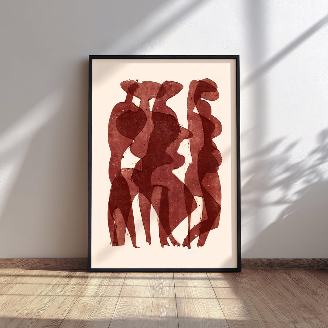 Modern Wall Decor, Minimalist Art Print, Abstract Red Figures Art Print ...