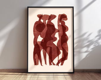 Modern Wall Decor, Minimalist Art Print, Abstract Red Figures Art Print, Abstract Wall Decor, Contemporary Home Decor, Unique Wall Art