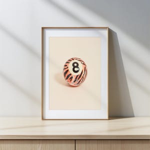Tiger Stripe Eight Ball Art, Game Room Art, Billiard Wall Decor, Modern Wall Art, Unique Home Decor, Sports Themed Artwork