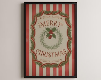 Christmas Art, Merry Christmas Card, Holiday Decor, Winter Print, Christmas Poster, Christmas Print Gift, Festive Wall Art