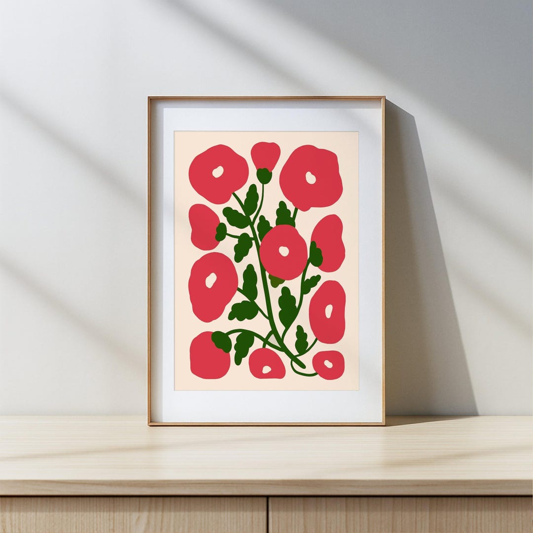 Floral Wall Art, Bold Floral Poster Print, Minimal Modern Botanical Art ...