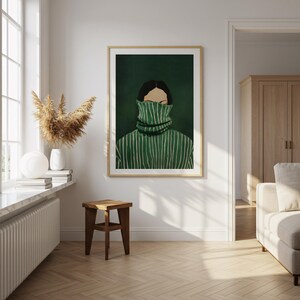 Emerald Green Abstract Woman Wall Art, Modern Home Decor, Digital Download Art, Printable Artwork, Contemporary Art for Living Room image 5