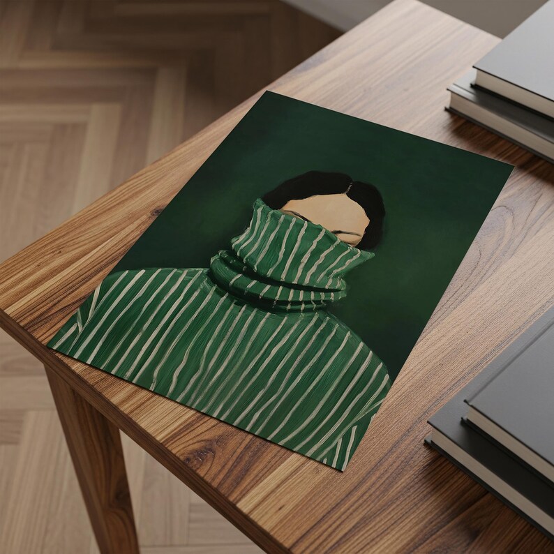 Emerald Green Abstract Woman Wall Art, Modern Home Decor, Digital Download Art, Printable Artwork, Contemporary Art for Living Room image 11