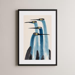 Minimalist Bird Art, Modern Bird Poster, Calm Wall Decor, Elegant Home Art, Nature Inspired Artwork, Contemporary Design image 1