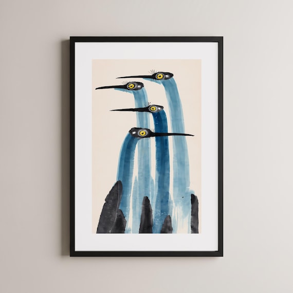 Minimalist Bird Art, Modern Bird Poster, Calm Wall Decor, Elegant Home Art, Nature Inspired Artwork, Contemporary Design