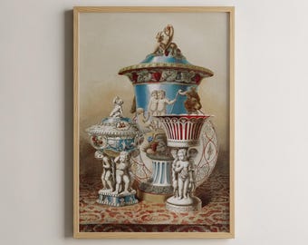 Antique Vase Print, Victorian Botanical Art