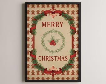 Christmas Art, Merry Christmas Card, Holiday Decor, Winter Print, Christmas Poster, Christmas Print Gift, Festive Wall Art Decor