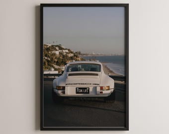 Porsche Art, stampa classica Porsche Beach Road, elegante e minimalista decorazione murale automobilistica, decorazione per auto, regalo unico per gli amanti delle auto