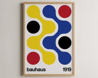 Bauhaus Art Printable Wall Art, Modernist Decor, Exhibition Poster, Abstract Design, Digital Download, Home Decor, Art Print