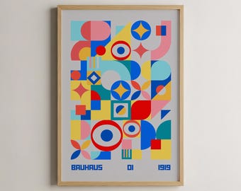 Bauhaus Wall Art, Printable Art, Modernist Decor, Exhibition Poster, Abstract Design, Digital Download, Home Decor, Art Print