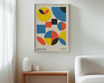 Bauhaus Wall Art, Modern Art Print, Digital Wall Decor, Printable Exhibition Poster, Abstract Home Decor, Minimalist Art Download