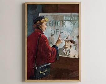 Arte murale vintage, poster "Vaffanculo", arte di una donna impertinente, stampa retrò sarcastica e audace, arredamento per la casa, decorazione murale unica, regalo per lei, arte murale chic