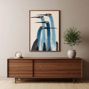 Minimalist Bird Art, Modern Bird Poster, Calm Wall Decor, Elegant Home Art, Nature Inspired Artwork, Contemporary Design image 3