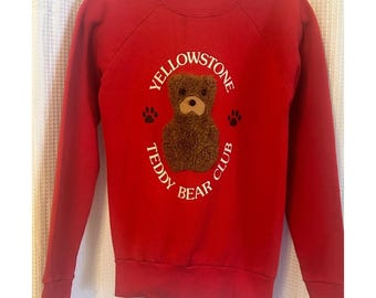 VTG Yellowstone Teddy Bear Club Rotes Sweatshirt Größe S 90s Grandmacore