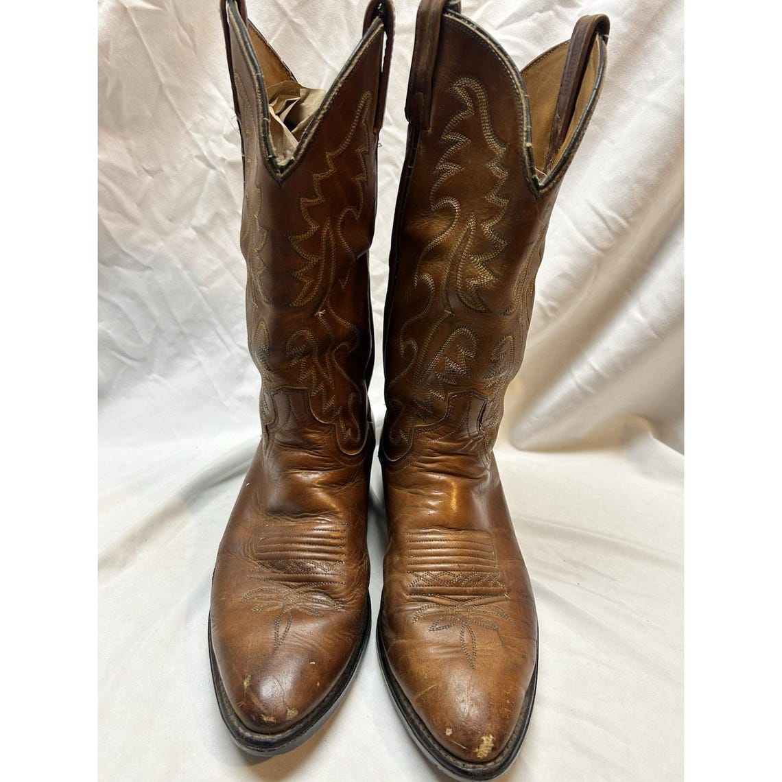 VTG Dan Post Western Boots Brown Leather Mens 8.5 EW Cowboy Festival, photo 4 sur 5