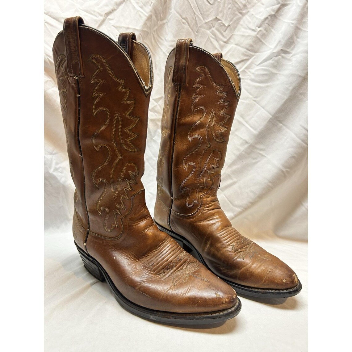 VTG Dan Post Western Boots Brown Leather Mens 8.5 EW Cowboy Festival, photo 1 sur 5