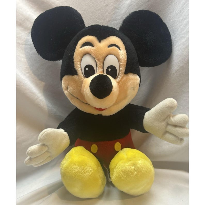 Vintage 1980s Disneyland Disney World Mickey Mouse 12" Plush Stuffed Animal Toy image 1