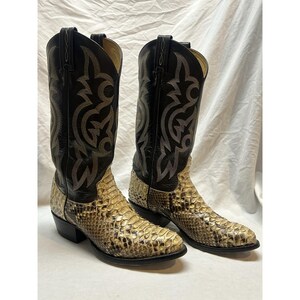 Tony Lama 8114 Golden Python Schlangenleder Western-Cowboystiefel Herren 7D Hellbraun Schwarz