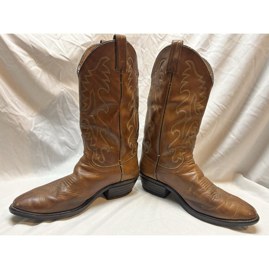 VTG Dan Post Western Boots Brown Leather Mens 8.5 EW Cowboy Festival, photo 2 sur 5