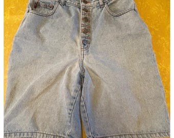 Pantalones cortos vaqueros de mezclilla clara estilo mom de Gitano para mujer, con cierre de botones, talla 13/14, estilo años 90.