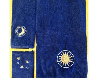 VTG 90s 3 Piece Bathroom Towel Set Sun Moon Stars Y2K