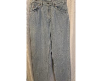 Levis 550 jeans heren 32 x 36 relaxte pasvorm licht wassing blauw denim oranje lipje VS VTG
