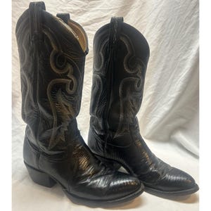 Vintage Tony Lama Teju Eidechsenleder-Cowboystiefel für Herren, 7D-Exotikleder, Boho-Stil