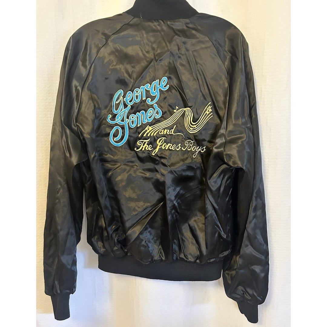 George Jones Tour Jacket Medium Black Satin the Jones Boys VTG Country ...