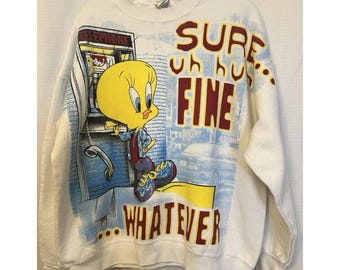 Sudadera vintage de Piolín para mujer, talla XL, estilo Y2K de los 90, ropa urbana.