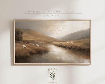 bible verse art samsung frame tv art easter decor, christian easter art for frame tv  farmhouse decor, landscape wall art easter sheep decor