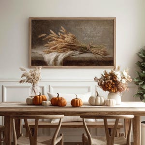 scripture wall art samsung frame tv art thanksgiving decor, christian artwork still life oil painting, botanical wall art fall hosting decor image 4