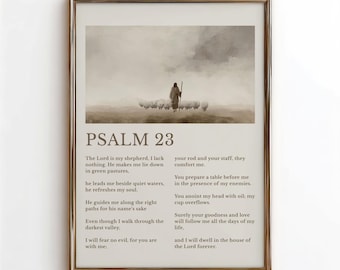 Psalm 23 bible verse wall art christian decor, christian office art digital download, jesus poster scripture wall art gift for christians