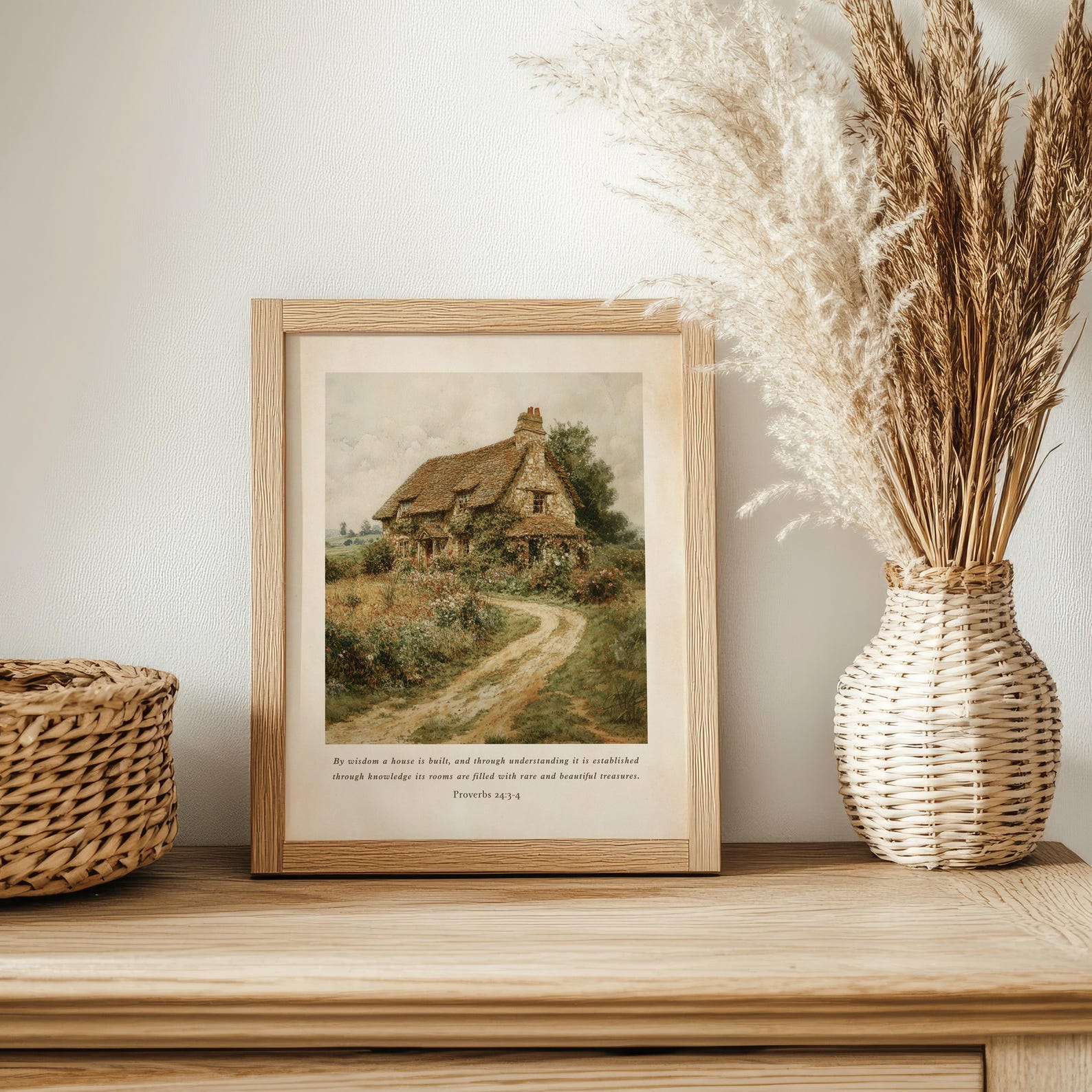 Cottage Scripture Image Bible Verse Print Vintage Decor, Religious Wall Art Christianity ...