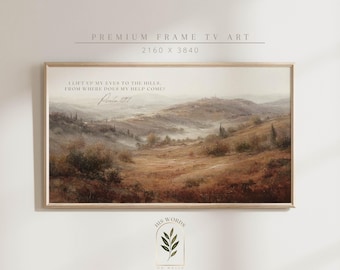scripture wall art samsung frame tv art christian decor, bible verse art landscape painting farmhouse decor, fall frame tv art vintage decor