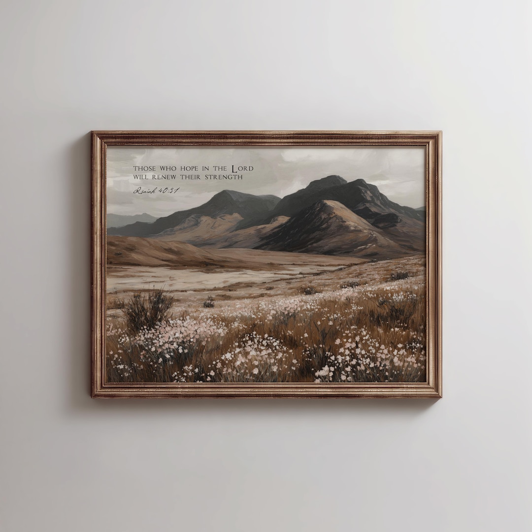 Mountain Painting Bible Verse Print Printable Wall Art, Christian Art ...