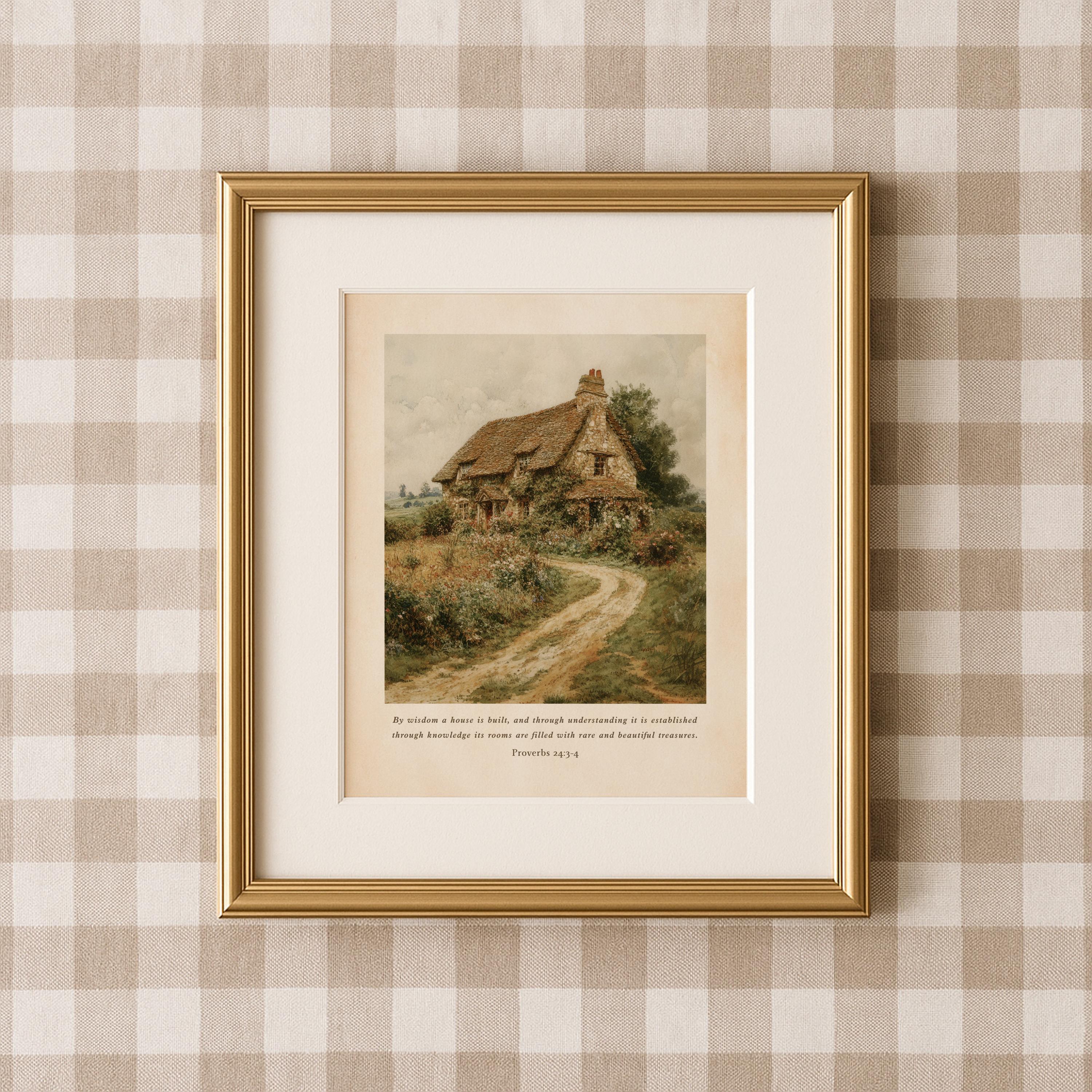 Cottage Scripture Image Bible Verse Print Vintage Decor, Religious Wall Art Christianity ...