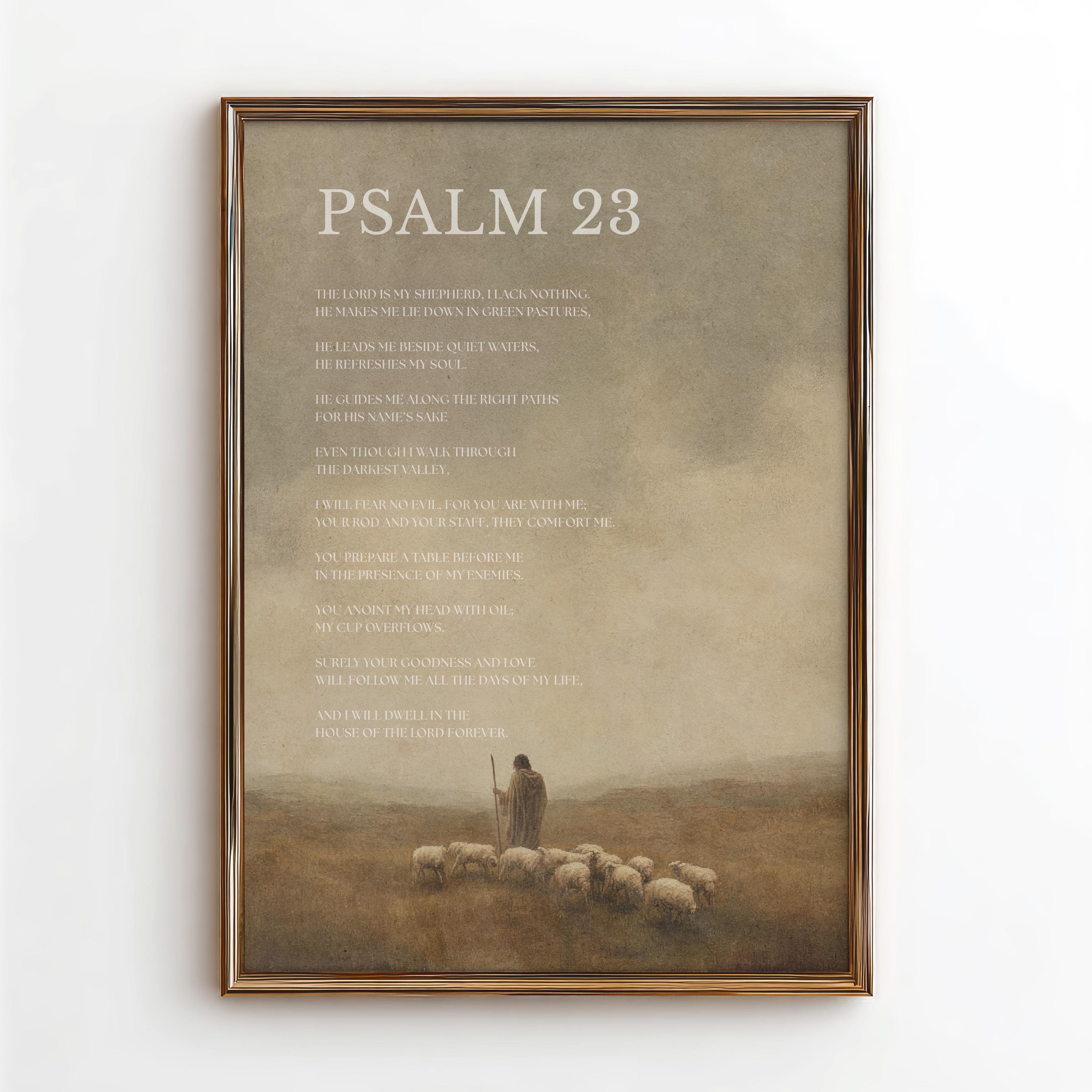 Psalm 23 Bible Verse Wall Art Christian Decor, Scripture Wall Art Gift ...