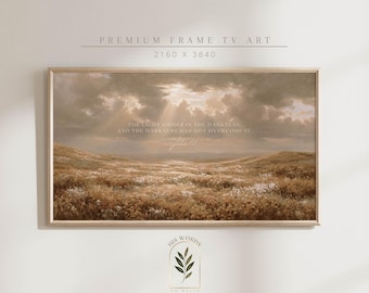scripture wall art samsung frame tv art christian decor, bible verse art farmhouse decor, landscape painting fall frame tv art vintage decor