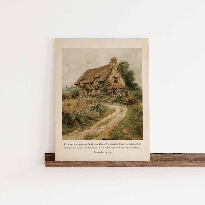 Cottage Scripture Image Bible Verse Print Vintage Decor, Religious Wall Art Christianity ...