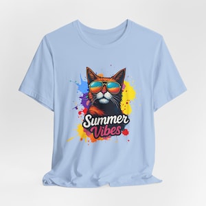 Summer Vibes Cat Tee: Unisex Cotton T-Shirt for Cat Lovers