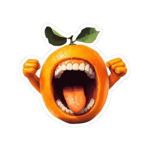 Orange Monster Kiss-Cut Stickers | Quirky Decals for Laptops, Water Bottles, Planners, Gift Ideas for Fruit Lovers, Unique Home Décor