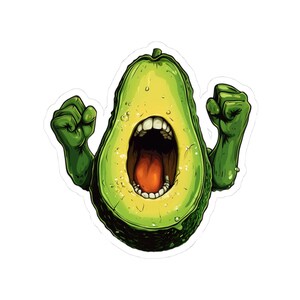 Avocado Monster Kiss-Cut Stickers, Cute Avocado Art, Unique Laptop Decals, Quirky Gifts, Fun Home Decor, Perfect for Food Lovers