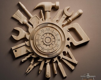 Tischleruhr Relief - 3D Holzschnitzerei STL Datei für CNC Fräser (Digitaler Download)