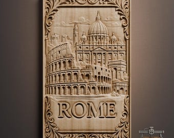 Rome Baroque City Frame Edition Relief – 3D Wood Carving STL File for CNC Router