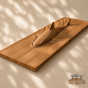Shark Wave Board Relief – 3D Wood Carving STL File for CNC Router