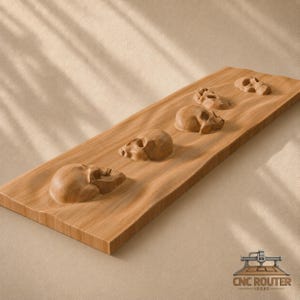 Relief de vague en forme de crâne – Fichier STL de sculpture sur bois 3D pour fraiseuse CNC