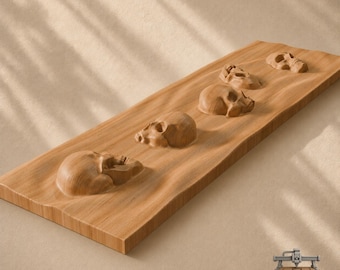 Skull Wave Board Relief – 3D Wood Carving STL File for CNC Router