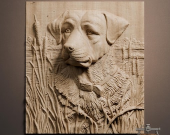Labrador Retriever Relief – 3D Wood Carving STL File for CNC Router
